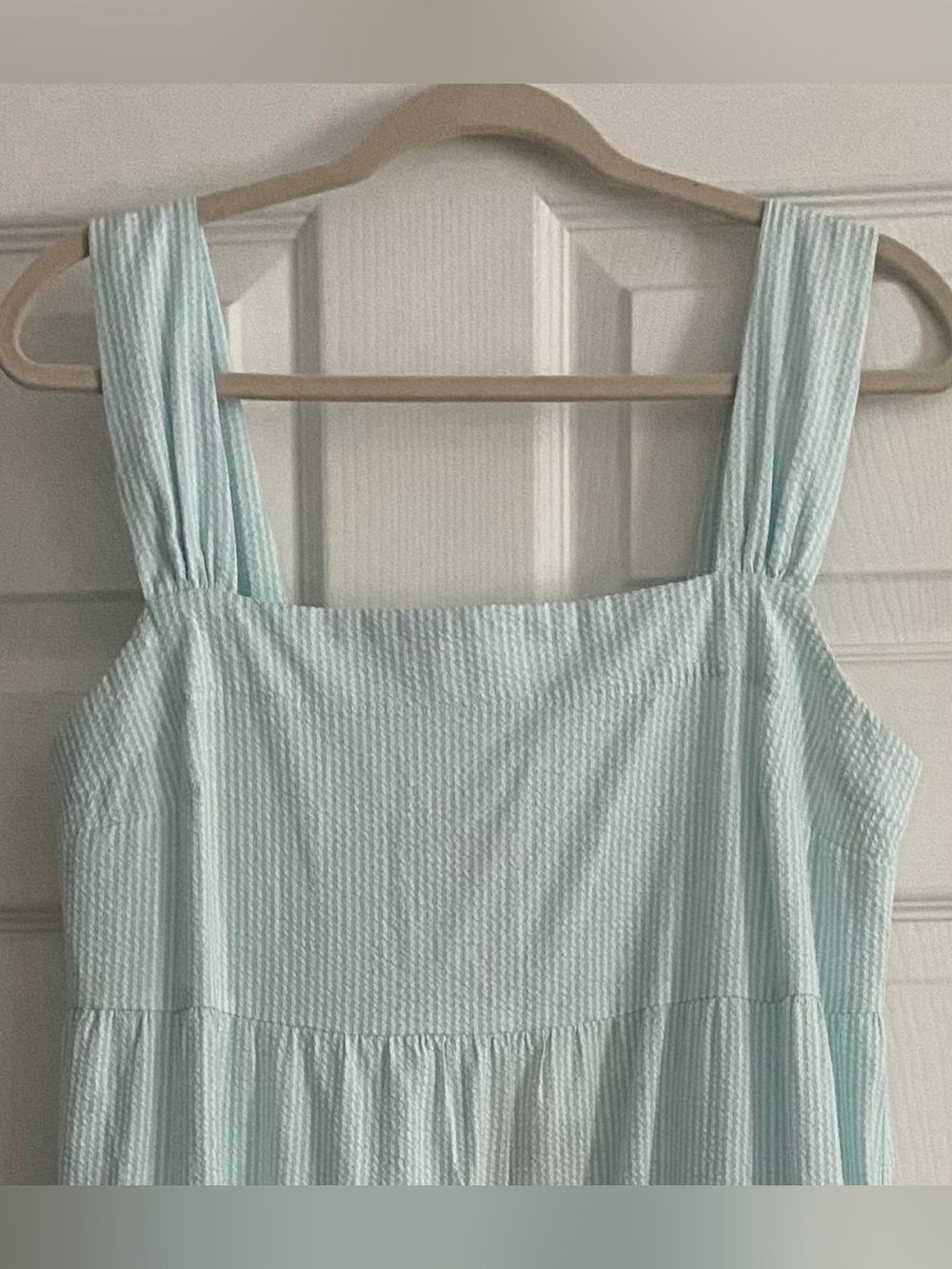Anthropology Denimist Turquoise and White Striped Tiered Maxi Dress - Picture 8 of 11